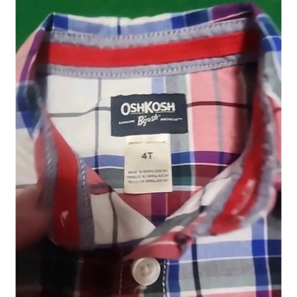 3 Boys 4t Longsleeve Shirts NWT OSH KOSH PLAID Button Up Red Flannel‎ Duck 4T